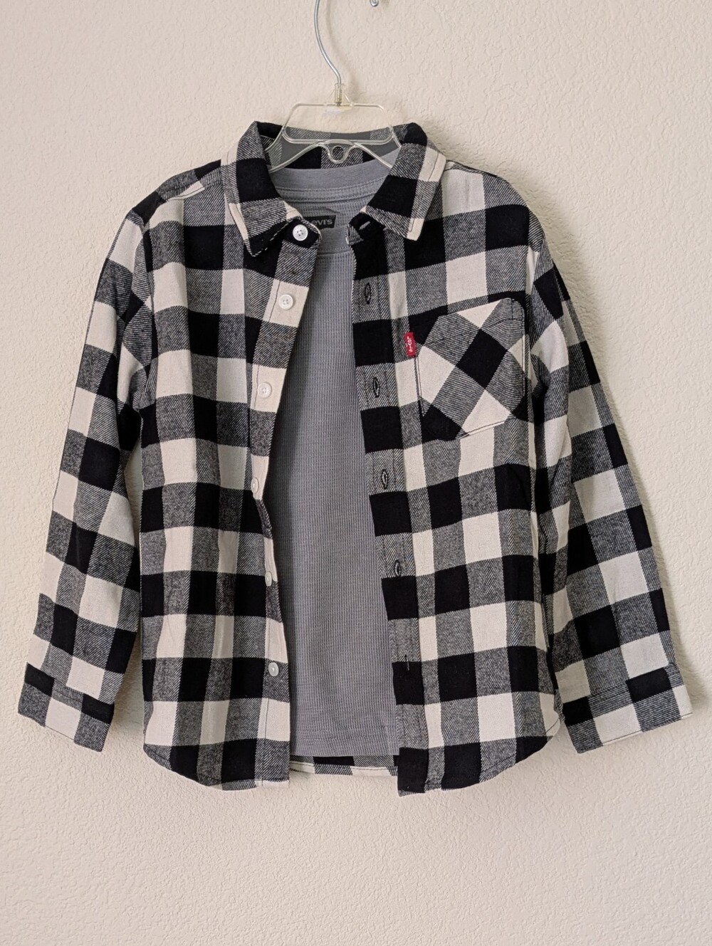 Levi's Black and White Plaid Flannel And Shirt Set